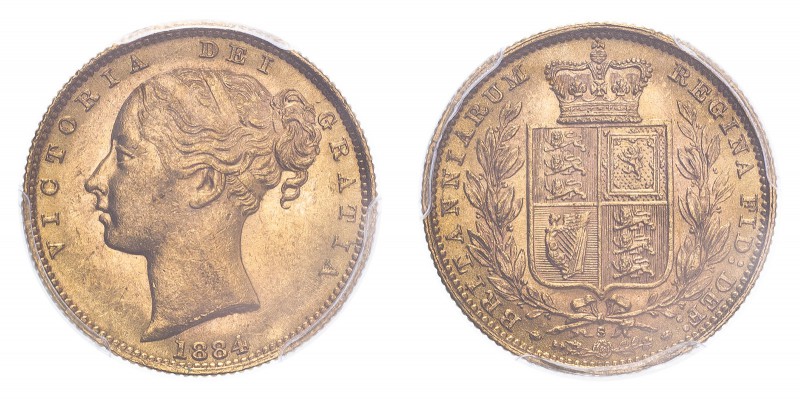 AUSTRALIA. Victoria, 1837-1901. Sovereign, 1884 S, Sydney, Shield. 7.99 g. KM 6;...