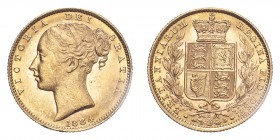 AUSTRALIA. Victoria, 1837-1901. Sovereign, 1884 S, Sydney, Shield. 7.99 g. KM 6; Fr. 11. 
Young head of Victoria facing left, date below, legend aroun...