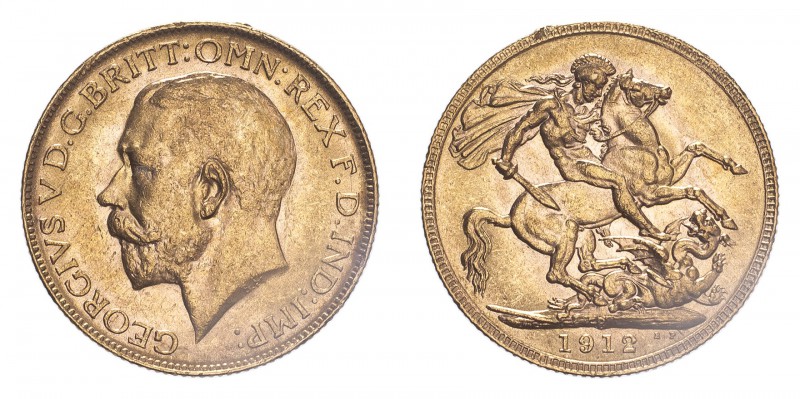 AUSTRALIA. George V, 1910-36. Sovereign, 1912 P, Perth, 7.99 g. S-4001; Marsh-25...