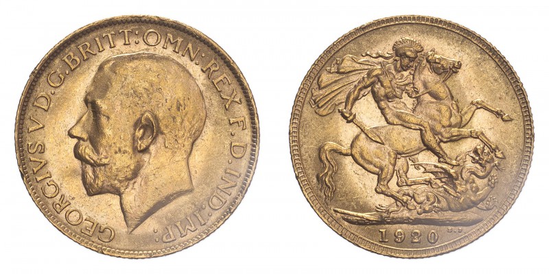 AUSTRALIA. George V, 1910-36. Sovereign, 1920 P, Perth, 7.99 g. S-4001; Marsh-25...