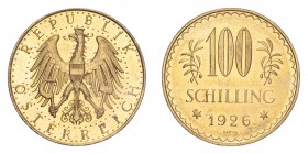 AUSTRIA. Republic. 100 Schilling, 1926, 23.52 g. KM-2842; Fr-520. 
Extremely fine.