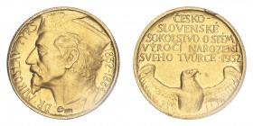 CZECHOSLOVAKIA. Republic, 1918-39. Dukat, 1932, Kremnitz, Miroslav Tryš Medal. 3.49 g. X-M12. 
100th Anniverdary of Death of Sokol Founder, Uncirculat...