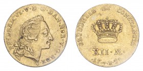 DENMARK. Frederik V, 1746-66. Gold 12 Mark / Kurantdukat, 1758 VH-W, Copenhagen, 3.12 g. KM 587.3; Fr. 269. 
Very fine.