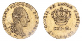 DENMARK. Christian VII, 1766-1808. Gold 12 Mark / Kurantdukat, 1782 CHL, 3.12 g. KM-641.1; Fr-281. 
Very rare, the best we have seen offered on the ma...
