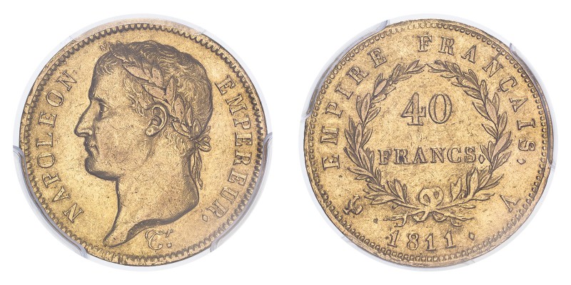 FRANCE. Napoleon I, 1804-14, 1815. 40 Francs, 1811 A, Paris, 12.90 g. Fr-505; Ga...