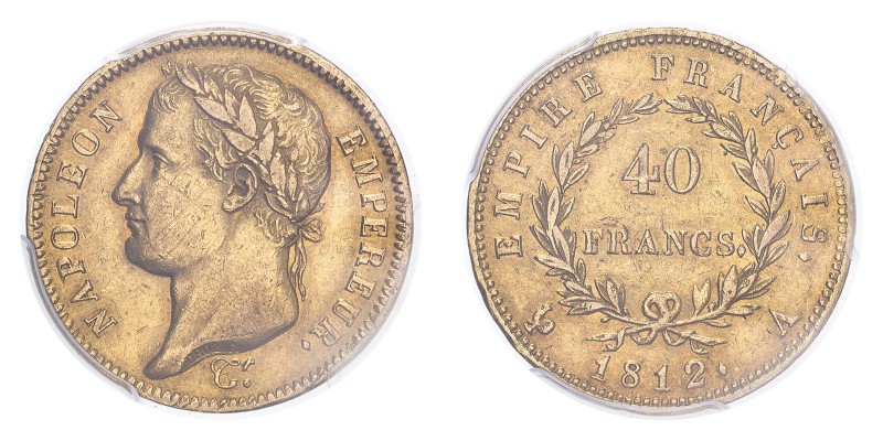 FRANCE. Napoleon I, 1804-14, 1815. 40 Francs, 1812 A, Paris, 12.90 g. Fr-505; Ga...