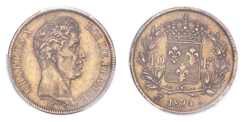 FRANCE. Charles X, 1824-30. 40 Francs, 1824 A, Paris, 12.90 g. Fr-547; Gad-1105;...