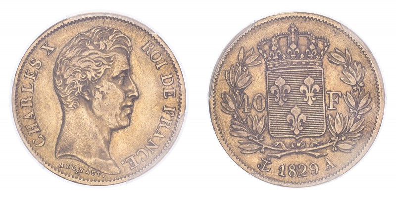 FRANCE. Charles X, 1824-30. 40 Francs, 1829 A, Paris, 12.90 g. Fr-547; Gad-1105;...