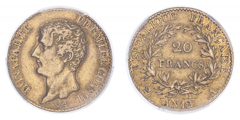 FRANCE. Napoleon I. 20 Francs, An 12 A (1803), Paris, 6.45 g. Fr-480; Gad-1020; ...