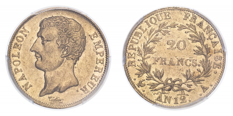 FRANCE. Napoleon I. 20 Francs, An 12 A (1803), Paris, 6.45 g. Fr-487; Gad-1021: ...
