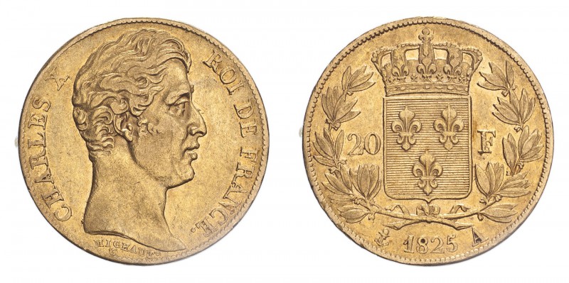 FRANCE. Charles X, 1824-30. 20 Francs, 1825 A, Paris, 6.45 g. Fr-549; Gad-1029; ...