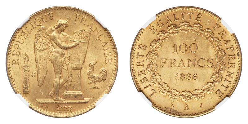 FRANCE. Third Republic, 1870-1940. 100 Francs, 1886 A, Paris, Genius. 32.26 g. F...