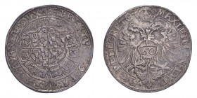 GERMANY: BAVARIA. Albert V, 1550-79. Guldentaler, 1571, Munich, Scarce date. 24.43 g. Dav. 7, Witt. 443, Hahn 48. 
Good very fine.