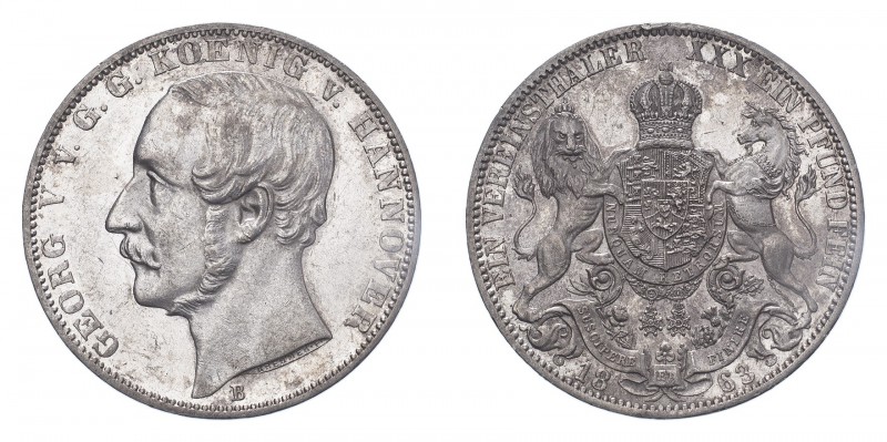GERMANY: HANNOVER. Georg V, 1851-66. 1 Vereinstaler, 1863 B, Hannover, 18.52 g. ...