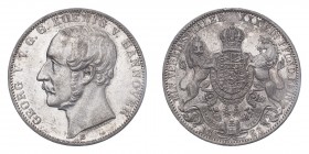 GERMANY: HANNOVER. Georg V, 1851-66. 1 Vereinstaler, 1863 B, Hannover, 18.52 g. KM 230. 
About uncirculated.