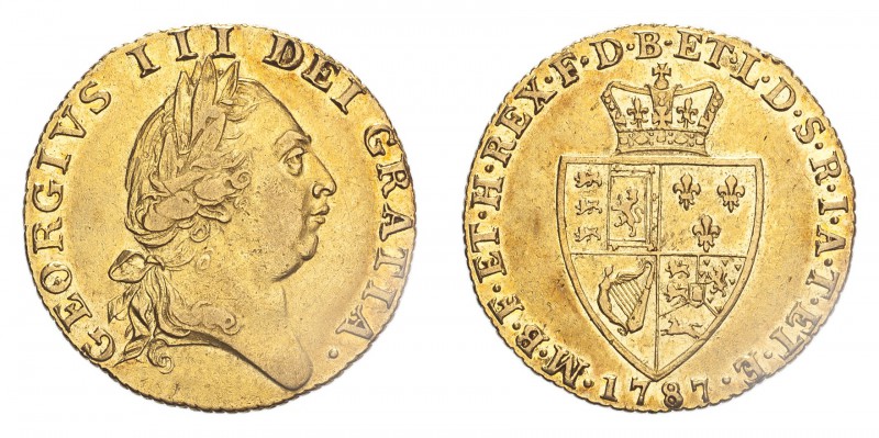 GREAT BRITAIN. George III, 1760-1820. Guinea, 1787, London, 8.40 g. S-3729; KM-6...