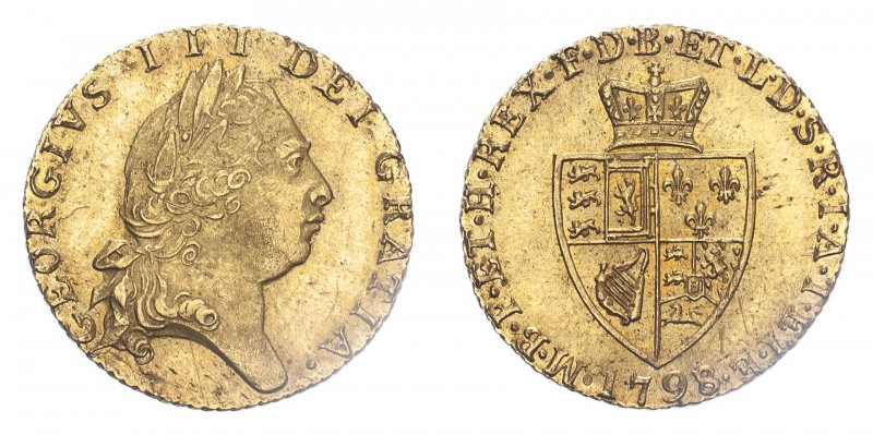 GREAT BRITAIN. George III, 1760-1820. Half-Guinea, 1798, 4.20 g. S-3735; KM-608....