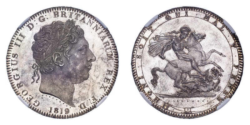 GREAT BRITAIN. George III, 1760-1820. Crown, 1819, London, LIX. 28.28 g. S-3787;...