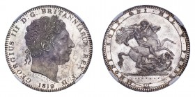 GREAT BRITAIN. George III, 1760-1820. Crown, 1819, London, LIX. 28.28 g. S-3787; KM-675.
Laureate head of King George III right, legend around, date ...