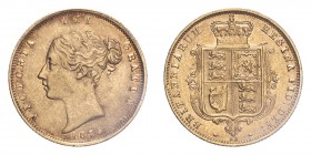 GREAT BRITAIN. Victoria, 1837-1901. Half-Sovereign, 1875, London, Die number 12. 3.99 g. S-3860D; KM-735.2. 
Third young head of Victoria facing left,...