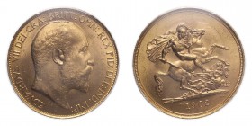 GREAT BRITAIN. Edward VII, 1901-10. 5 Pounds, 1902, London, 39.94 g. S-3965; KM-807. 
Bare head of Edward VII facing right, legend reads EDWARDVS VII ...