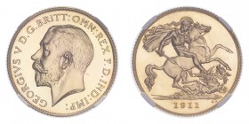 GREAT BRITAIN. George V, 1910-36. Half-Sovereign, 1911, London, Proof. 3.99 g. S-4006; KM-819. 
King George V bare head left. Legend reads GEORGIVS V ...