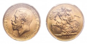 GREAT BRITAIN. George V, 1910-36. Sovereign, 1916, Rare. 7.99 g. S-3996; Marsh-218; KM-820. 
Bare head left. Legend reads GEORGIVS V D.G.BRITT:OMN:REX...