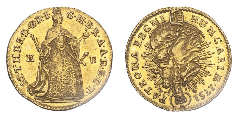 HUNGARY. Maria Theresa, 1740-80. Ducat, 1751 KB, Kremnitz, Fr-180; KM-329.2.
Abo...