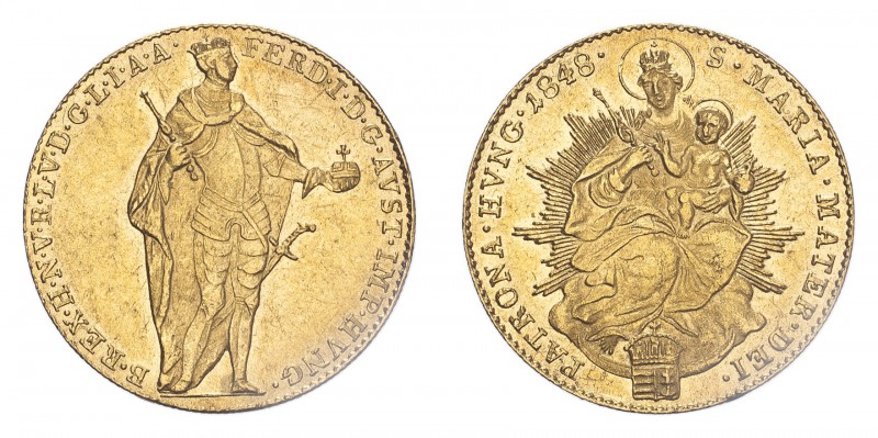 HUNGARY. Ferdinand I, 1835-48. Ducat, 1848, Kremnitz, 3.49 g. Fr-227; KM-425. 
E...