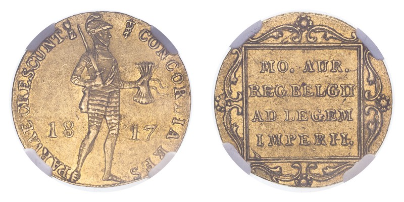 NETHERLANDS. Willem I, 1815-40. Ducat, 1817, 3.50 g. KM-50. 
Knight standing rig...