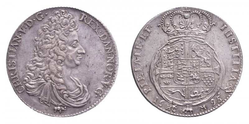 NORWAY. Christian V, 1670-99. Speciedaler, 1695, Kongsberg, 28.77 g. KM-194; Ahl...