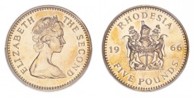 RHODESIA. Elizabeth II, 1952-. 5 Pounds, 1966, Proof. 39.94 g. KM-7. 
In secure plastic holder, graded by PCGS PR66, certification number 80471952.