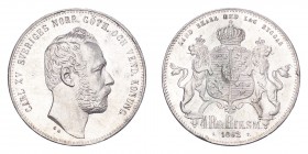 SWEDEN. Karl XV, 1859-72. 4 Riksdaler Riksmynt, 1862 ST, Stockholm, LA without dots. 34.01 g. KM-711, Dav-356; Ahlstrom 15c. 
Head of Carl XV facing r...