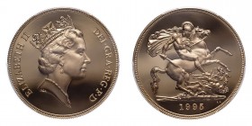 GREAT BRITAIN. Elizabeth II, 1952-. 5 Pounds, 1995, Royal Mint, Proof. 39.94 g. S-SE3; KM-945.
Third crowned portrait of HM Queen Elizabeth II facing...