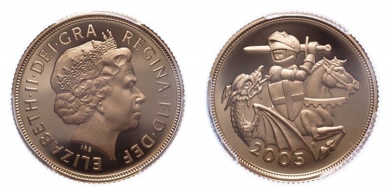 GREAT BRITAIN. Elizabeth II, 1952-. Sovereign, 2005, Royal Mint, Proof. 7.99 g. ...