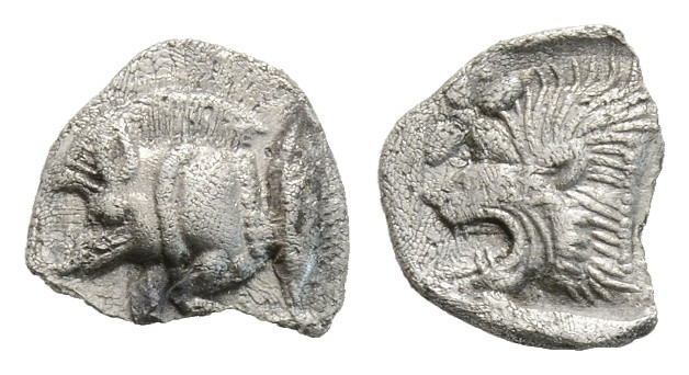 greek coins Silver Obol 0,34 g. 8,4 mm.