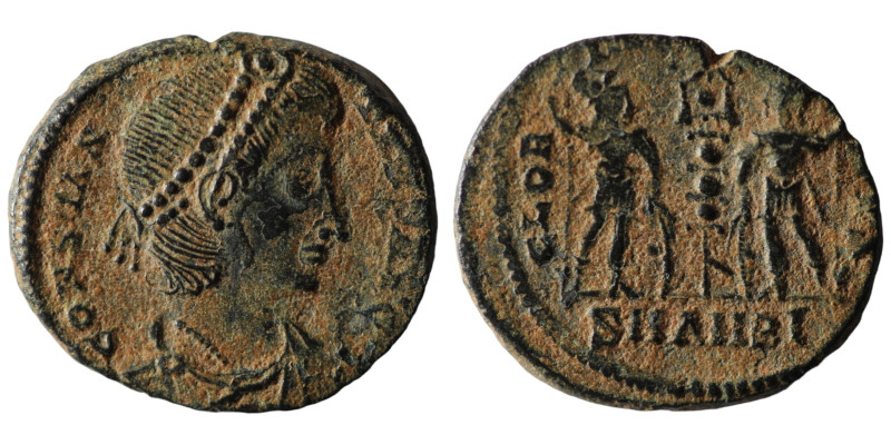 Constans. (346-349 AD). Æ Follis. Antioch. Obv: DN FL CONSTANS PF AVG. pearl-dia...