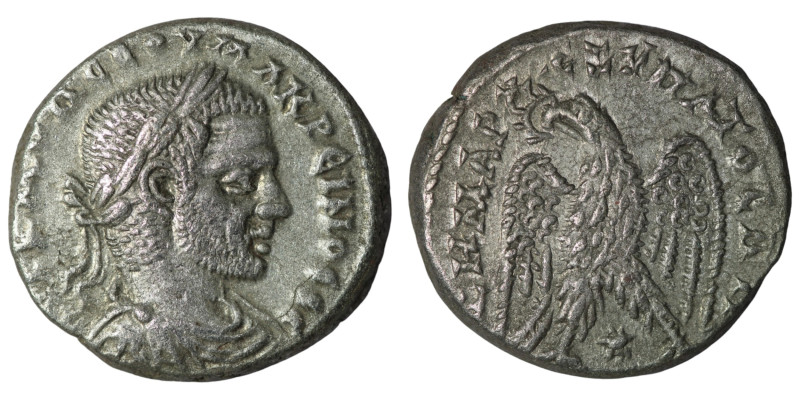 Macrinus. (217-218 AD). Billon Tetradrachm. Syria. Laodicea ad Mare. Obv: laurea...