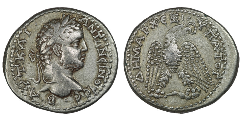 Caracalla. (215-217 AD). Billon Tetradrachm. Syria. Antioch. Obv: cuirassed bust...