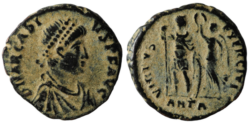 Arcadius. (383-408 AD). Æ Follis. Antioch. 18mm, 2,77g