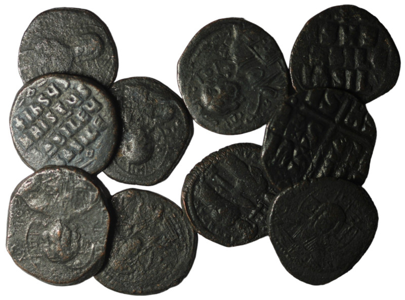 Lot of 10 Byzantine bronze Follis. repatinated. sold as seen, no return.