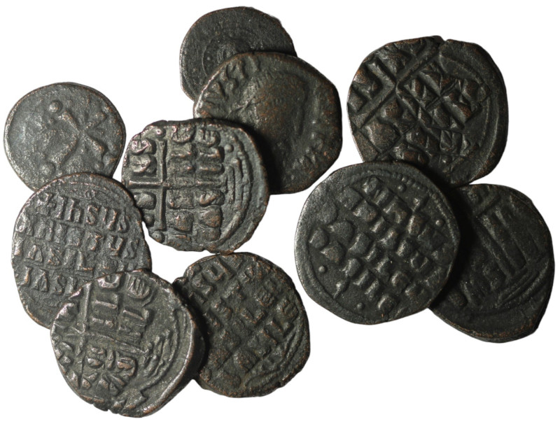 Lot of 10 Byzantine bronze Follis. repatinated. sold as seen, no return.