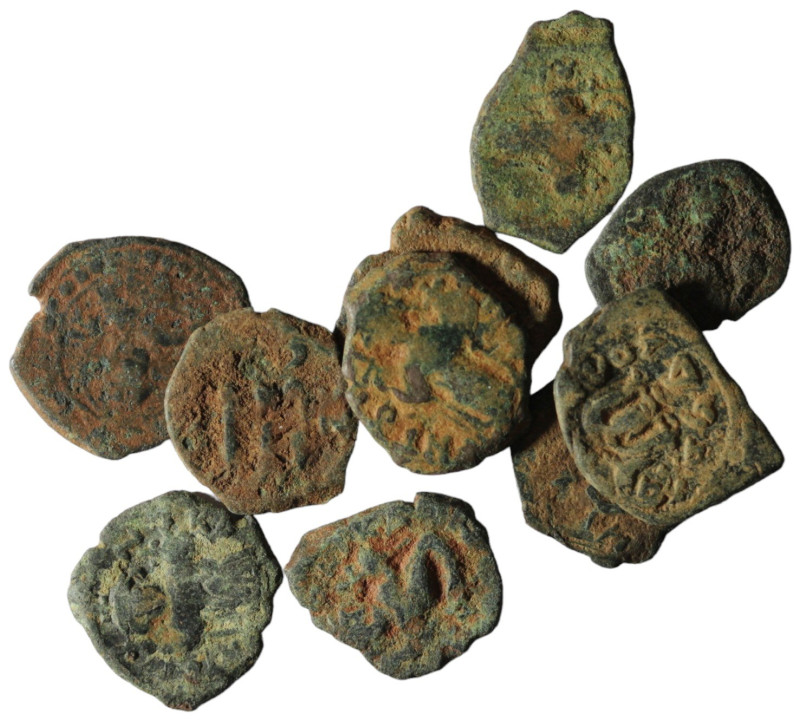 Lot of 10 byzantine bronze coins. sold as seen, no return.