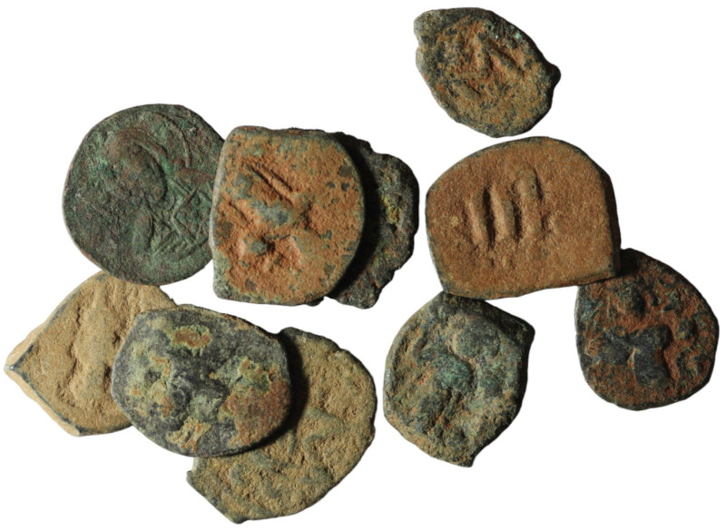 Lot of 10 byzantine bronze coins. sold as seen, no return.