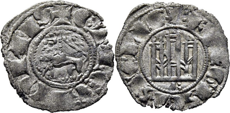 FERNANDO VI (1295-1312). Burgos. Novén. Vellón. B bajo el castillo. +FREGIS CAST...