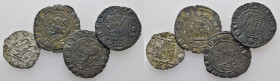 ENRIQUE II (1368-1379). Santiago de Compostela. Novén. Vellón… Lote de 4