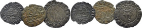 JUAN I (1379-1390). Sevilla. Novén. Vellón. S debajo del castillo…Lote de 3