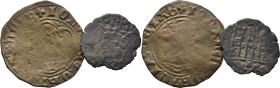 JUAN II (1379-1390). Marca no visible. Blanca. Vellón. Trastámaras… Lote de 2