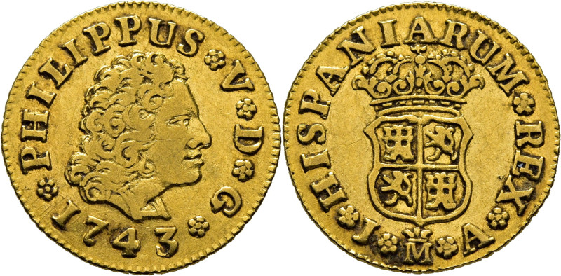 Felipe V. Madrid. 1/2 escudo. 1743. JA. Cy9475. 1´59 g. MBC o algo mejor