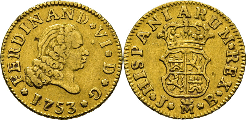 Fernando VI. Madrid. 1/2 escudo. 1753. JB. Cy10669 (210€). 1´77 g. Marca en graf...